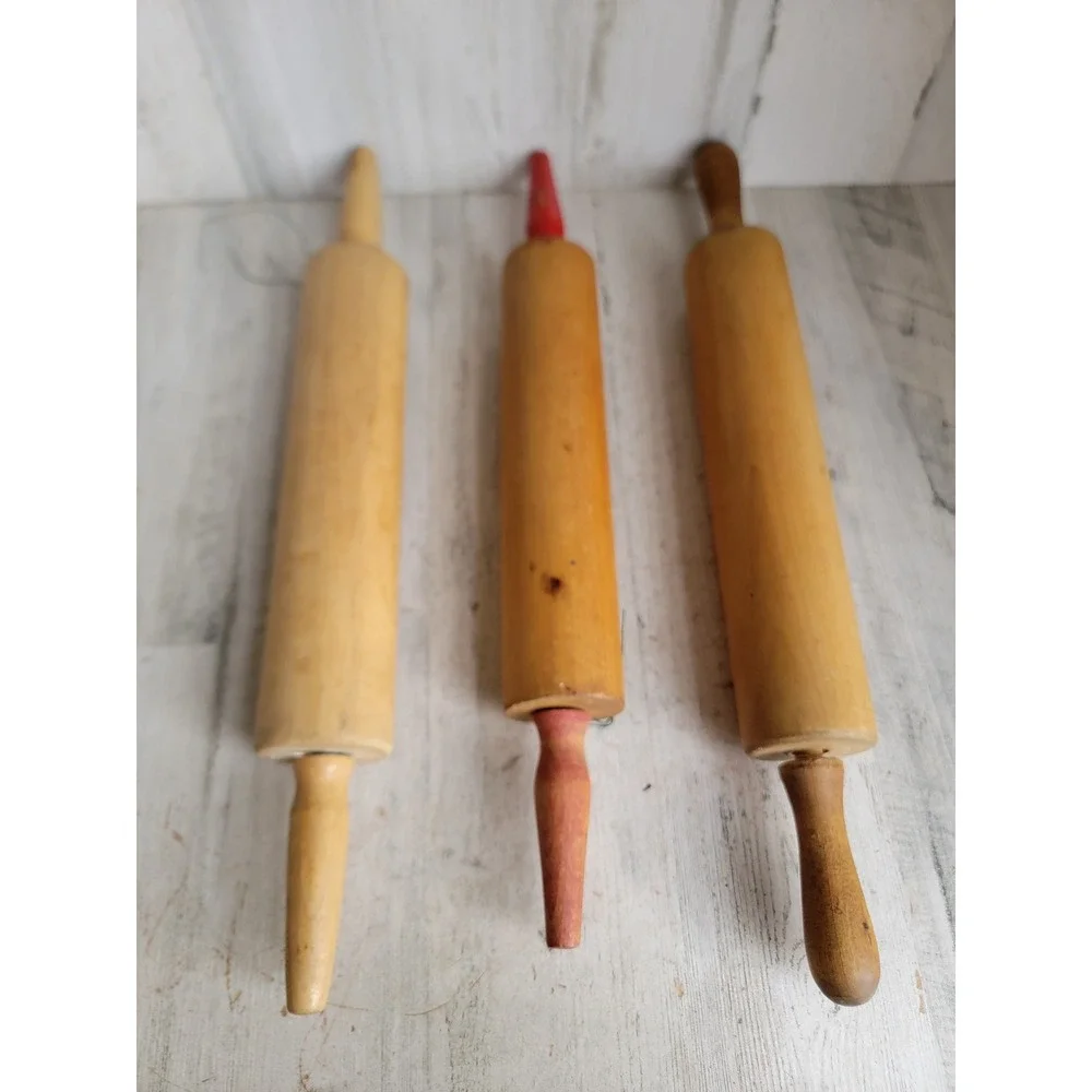 Vintage baking‎ wooden rolling pin accessory kitchen set home decor